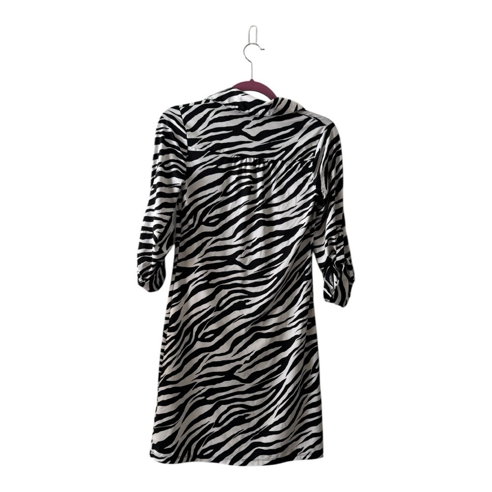 INC Zebra Print Rhinestone Button Shirt Dress - Picture 4 of 5